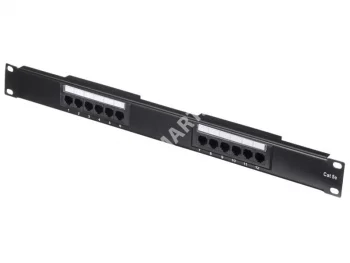 Netko Патч-панель UTP, 19", 12 портов RJ45, cat.5е, 1U, 110 Type, черная "L"